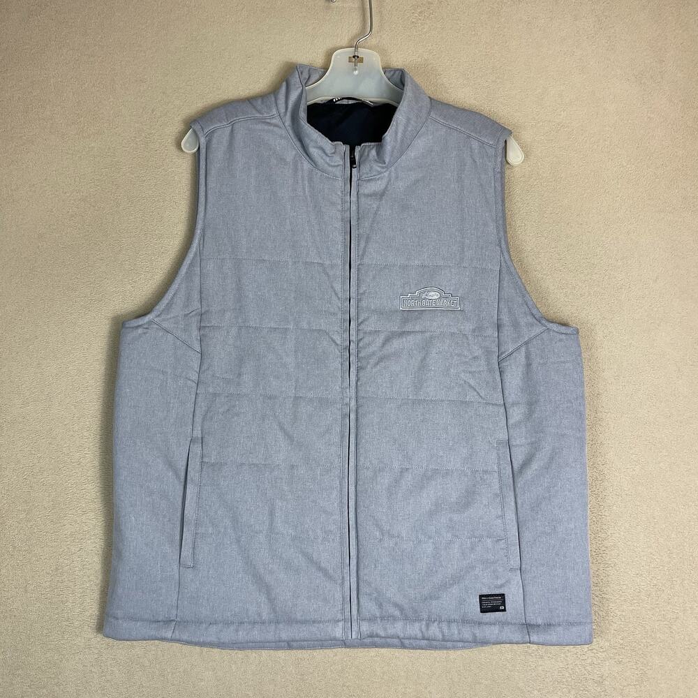 Travis Mathew Vest Womens XL Gray Dash Full Zip Golf‎ Mock Neck Sleeveless